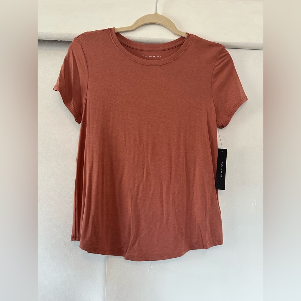 Tahari Women's Short Sleeve Top in Warm Terracotta